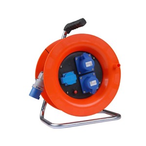 Avvolgicavo Industriale 30m con 2 Prese 2P+T e Schuko, Spina 2P+T