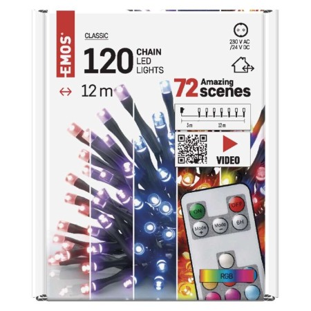 Catena Luminosa 120 LED RGB con Controller Programmi Timer 12m Interno Esterno | Emos D4AA03