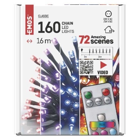Catena Luminosa 150 LED RGB con Controller Programmi Timer 16m Interno Esterno | Emos D4AA04
