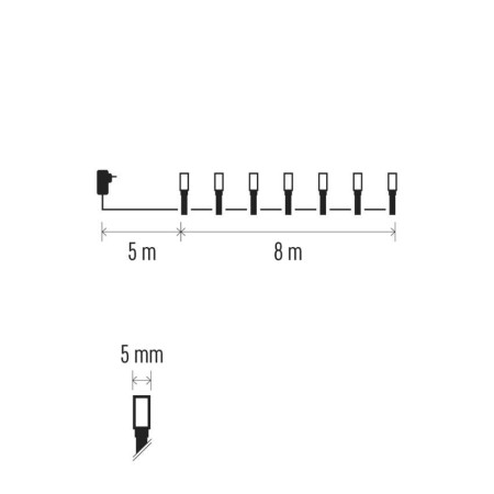 Catena Luminosa 80 LED: 64 caldi fissi e 16 freddi lampeggianti, 8m, Timer, Esterno | Emos D4AN01